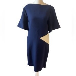 Roksanda Ilincic Blue White Wool Colorblock Sheath Dress Size US 4
